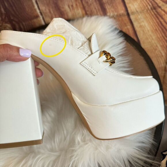 Shein Women’s White Faux Leather Platform Chunky Mules Shoes Size 8 - Picture 12 of 12